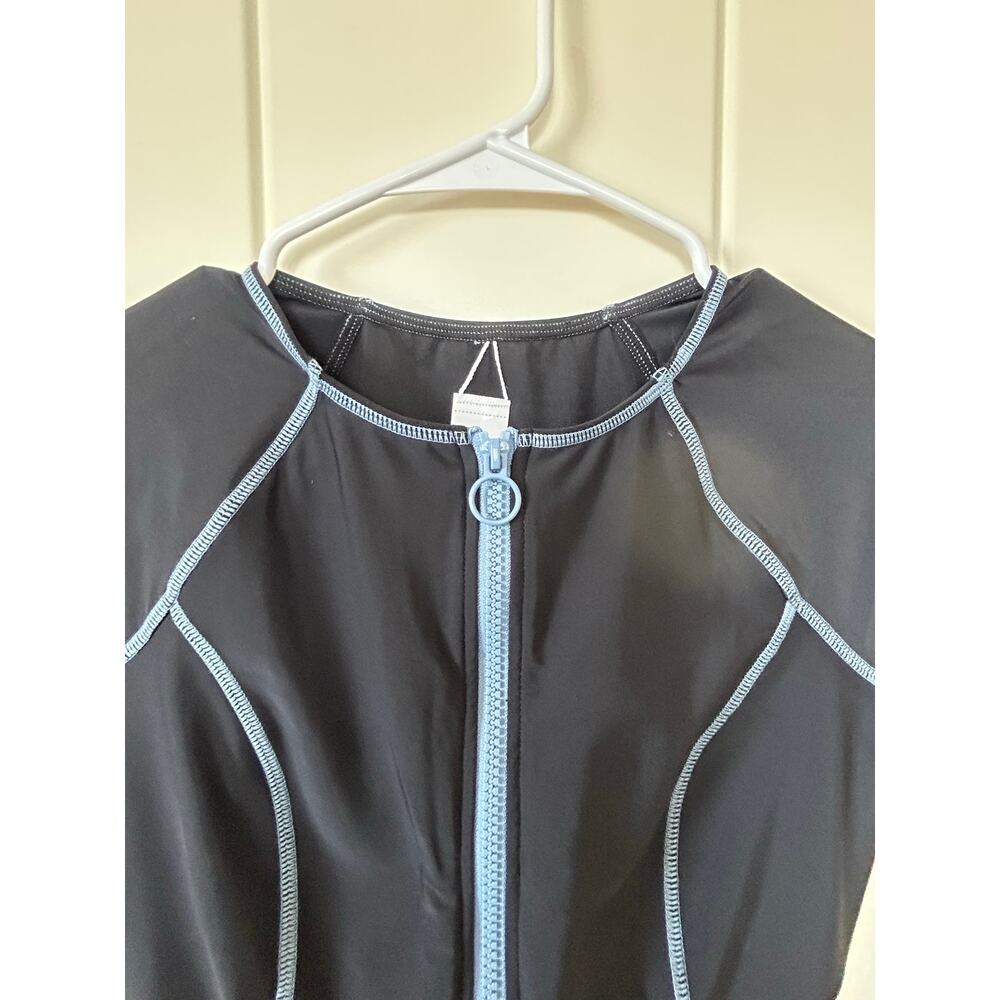 Cupshe Navy One Piece Rash Guard Front Zip Short Sleeve Swimsuit Size M - Picture 5 of 8
